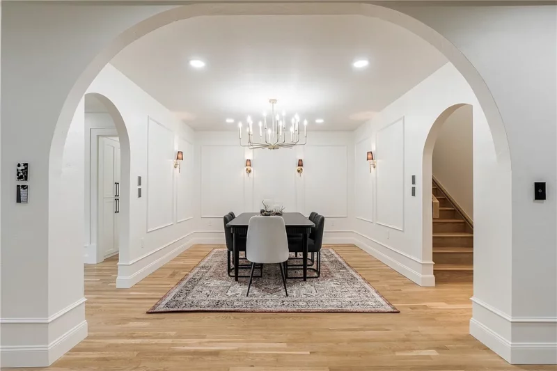 Luxury formal dining room with arched entrance