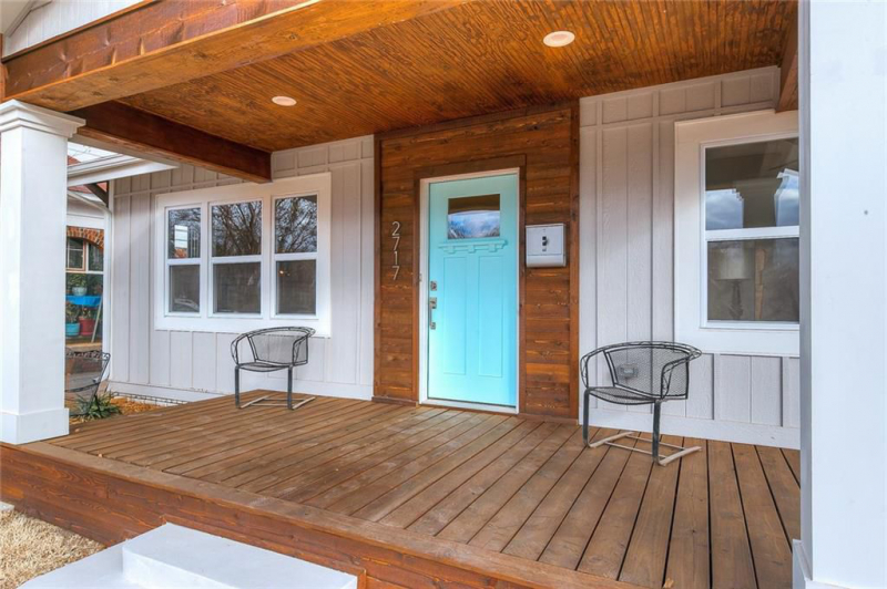 Front deck with wood exterior