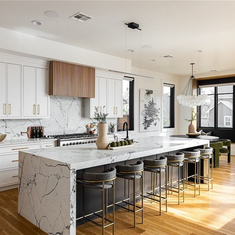 1337-nw-16th-st-20 Kitchen with oversize white quartz waterfall island and seating